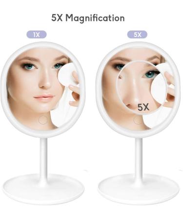 RENXIN-INC Makeup Mirror Vanity with 3 Color Dimmable Lights, Touch Sensor, 90 Rotation, 5X Magnification - Detachable Countertop Circle - Buy Online on GoSupps.com