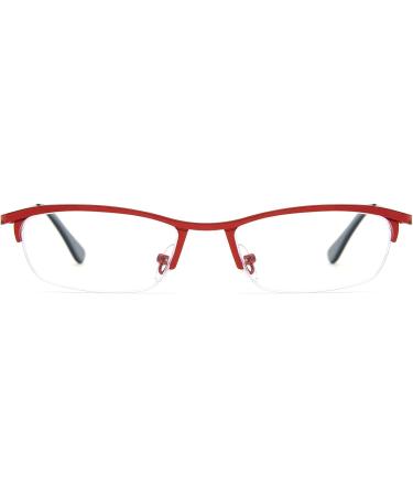 KoKoBin Metal Half Frame Reading Glasses with Blue Light Filter for Men & Women - Red 2.5 Diopters Spring Hinge - Buy Online on GoSupps.com