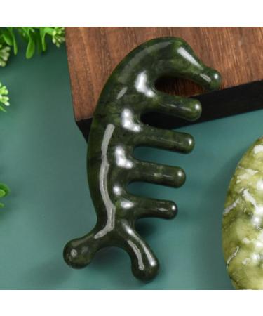 Beaupretty Jade-Head Massage Device | Gua Sha Scraper for Scalp Facial Back & Body | Stress Relief - Dark Green - Buy Online on GoSupps.com