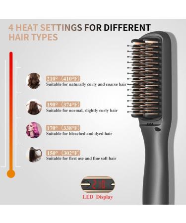 Fast Heating Ceramic Hair Straightener Brush with 4 Temp Settings | Anti-Scald, Auto Temperature Lock, Auto-Off | Professional Salon Result for Frizz-Free Silky Hair - Gold - Buy Online on GoSupps.com