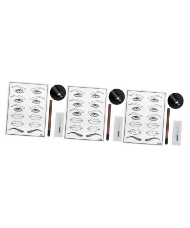FOMIYES Practice Skin Kit 3pcs Microblading End Semi-permanent Kit Single Mouth and Skin Practice Eyebrow Pen Eye