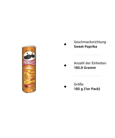 Pringles Sweet Paprika 185g - Irresistible Crisp Chips in Practical Can | Shop Internationally for Snacks - Buy Online on GoSupps.com