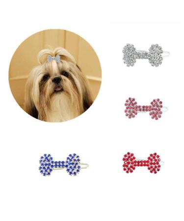 4 x Diamond Dog Bone Hair Clip Princess Hair Accessories Cat Dog Accessories Suitable for Long Haired Dogs - Buy Online on GoSupps.com