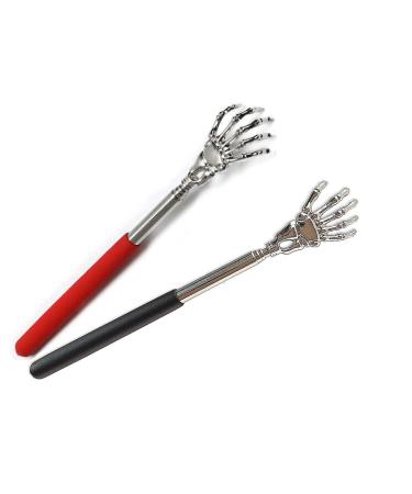 Dujuanhong 2 pieces stainless steel skeleton handle back scratch telescopic back scratch extendable portable for head and high quality with shaft with nne handle