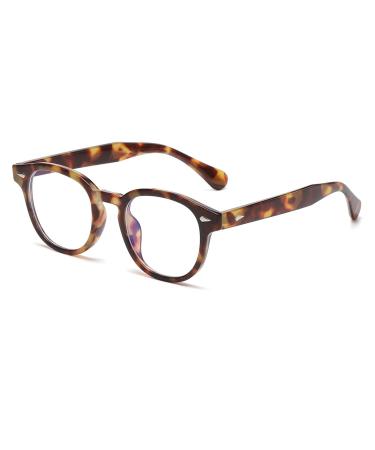 NIDOVIX Retro Round Blue Light Blocking Glasses for Men Women Vintage Frame Non-prescription Computer Reading Eyeglasses 02 Tortoise 48 Millimeters