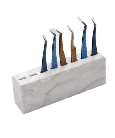 Tweezer Holder Makeup Accessory for Eyelash Extension -8 Holes - Marble White -Acrylic Material Tweezer Holder