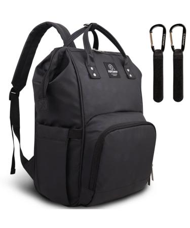 pipi bear Diaper Backpack Bag Waterproof Baby Nappy Bag Cool Mommy Backpack Organizer Large Capacity (Black)