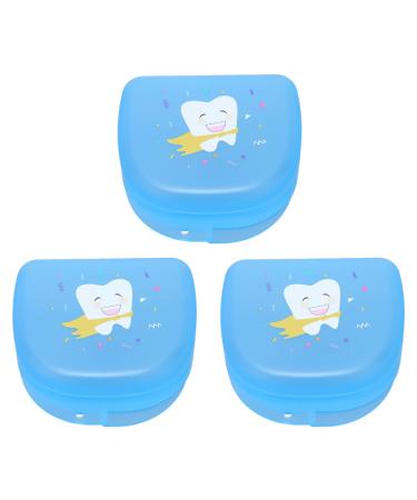 Verdant touch retainer case prosthesis case retainer box 3pcs dental retainer container for partial mouth guard blue orthodontic retainer case