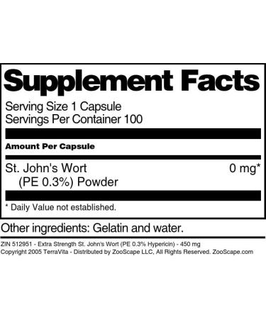 Extra Strength St. John's Wort (PE 0.3% Hypericin) - 450 mg (100 Capsules ZIN: 512951) - 3 Pack - Buy Online on GoSupps.com