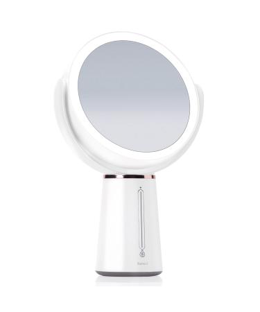 Fancii LED Lighted Magnifying Makeup Mirror with Double-Sided 1x/ 10x Magnification, Rechargeable and Adjustable Brightness, Large Tabletop Vanity Mirror (Nova)