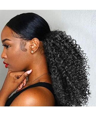 ColorfulPanda Afro Kinky Curly Ponytail - 16 Inches Black | Synthetic Hair Extension for Black Women with Clip-in Hairpiece - Buy Online on GoSupps.com
