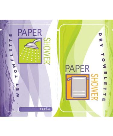 Paper Shower-Fresh - 12 Body Wipe Packs (A Wet and Dry Towel In Each Pack) per Order Fresh Unscented 1 Count (Pack of 12)