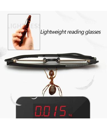 TBHOME 360 Rotating Pen Clip Reading Glasses - Portable Folding Lens with PU Cover | Lightweight Flexible Tortoise Frame | Perfect for Travel - Buy Online on GoSupps.com