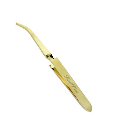 Salon Grade Stainless Steel Nail Pinching tool - Clamp tweezer for acrylic and gel nails - C Curve Nail Art Sculpting Tool - Acrylic Nail Tool (Gold)