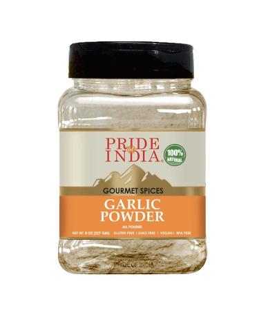 Pride of India Garlic Fine Ground Gourmet & Culinary Grade Classic Seasoning to Pasta/Sauces/Dips/Bakes Easy to Store 8 oz. Medium Dual Sifter Bottle