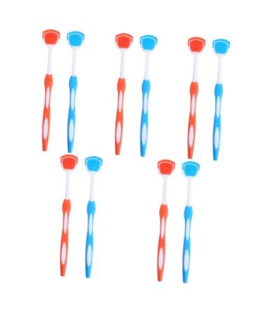 Healvian 10 STK Tongue cleaning brush Professional tongue cleaning -fresh refreshing tongue cleaning dental tools tongue.Scratching metal tungscabber nanoplasty mouth care clean blue orangeex5stk 19.5x3x0.6cmx5pcs