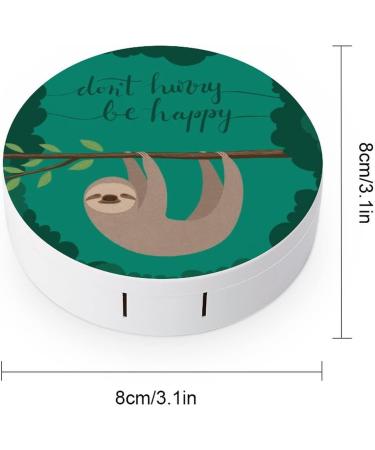 Cute Sloth on A Tree Round Case For Contact Lens Kit Storage Box with Mirror Printed - Buy Online on GoSupps.com
