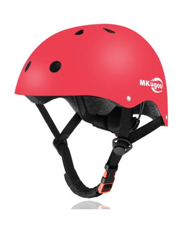 Kids Bike Helmet for Ages 2-14, Adjustable Safety Toddler Multi-Sport Helmet, Skateboard Scooter Cycling Roller Skating Balance Bike Helmets for Youth Boys Girls Medium (for Ages 8-14) Red