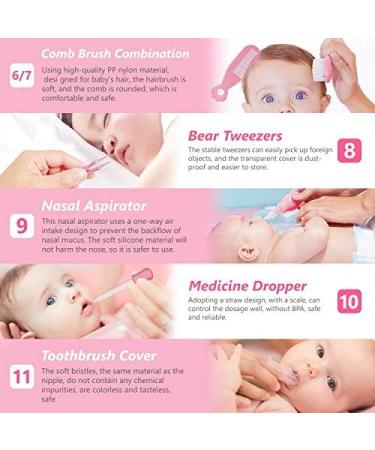 Baby Grooming Kit - 11 in 1 Portable Safety Care Set for Newborns | Pink Nursery Essentials for Infant Boys & Girls - Buy Online on GoSupps.com