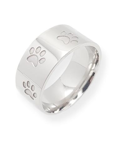 Joyadog ladies ring with dog paw cat paw 10mm wide rounded inside.