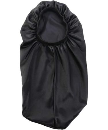 Solustrious Hair Protection Hood for Long Braids - Wide-Brimmed Imitated Silk Night Hat for Women - Black - Buy Online on GoSupps.com
