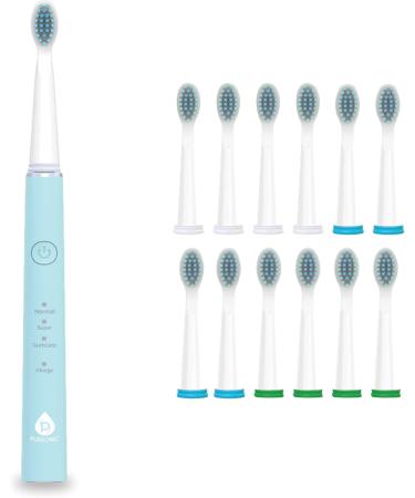 Pursonic Whitening USB Rechargeable Sonic Toothbrush - 12 Brush Heads 38 000 Strokes/Min 3 Modes 2 Min Timer - Mint Green - Buy Online on GoSupps.com