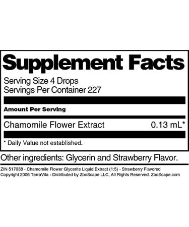 Chamomile Flower Glycerite Liquid Extract (1:5) - Strawberry Flavored (1 oz ZIN: 517038) - 3 Pack - Buy Online on GoSupps.com