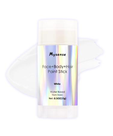 Mysense White Face Body Hair Paint Stick Clown White Makeup Water Based Washable Temporary Hair Paint Non-toxic Cream Body Paint for Halloween SFX Skull Zombie Vampire Cosplay Makeup 0.5oz(15g)