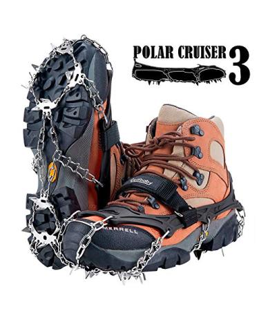 Uelfbaby Crampons Upgraded 19 Spikes Ice Snow Grips Traction Cleats System Safe Protect for Walking, Jogging, or Hiking on Snow and Ice (Fit S/M/L/XL/XXL Shoes/Boots) black X-Large