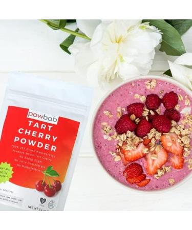 powbab Tart Cherry Powder - 100% USA Grown Montmorency Organic Tart Cherry Bits with Organic Melatonin (3.4 oz) - Buy Online on GoSupps.com