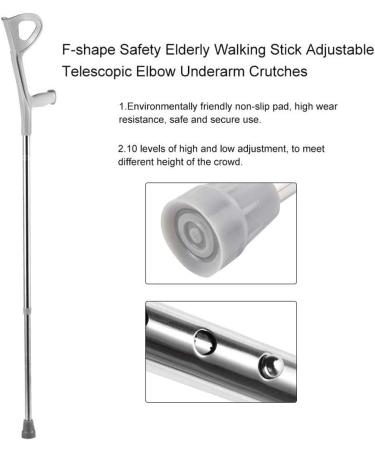Forearm Crutches Adjustable Crutches Safety Underarm Walking Stick for Patient Rehabilitation Elderly Crutch Folding Elbow Aluminum Alloy  - Buy Online on GoSupps.com