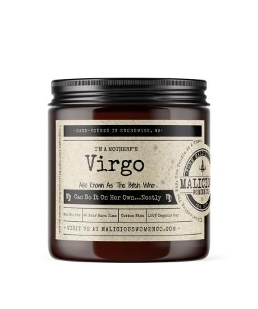 Malicious Women Candle Co - Virgo The Zodiac - Can Do It on Her Own & Help Neatly Take A Hike (Wildflower Cedar Moss) All-Natural Soy Candle 9 oz Green