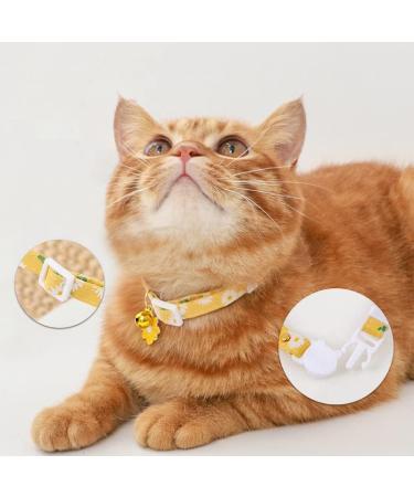Buy Xixkolyu 2 Pack Cotton Breakaway Cat Collar with Bell - Yellow & Green Flowers Pendant | Cute Kitten Collars for Girl & Boy Cats - International Shipping Available - Buy Online on GoSupps.com