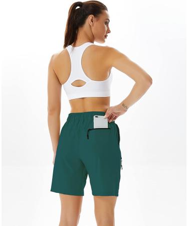 Difficort Women's 7 Hiking Cargo Shorts - Quick Dry Athletic Shorts with Pockets | Dark Green, Small - Buy Online on GoSupps.com