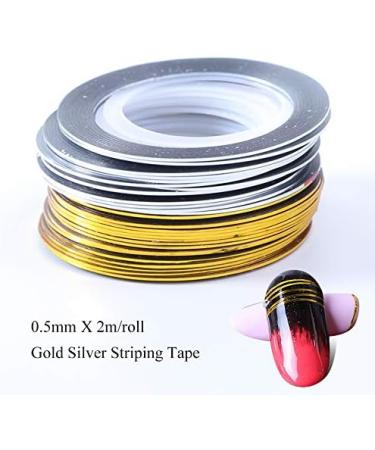 SiChun 2 Pcs Gold & Silver Nail Striping Tape for Nail Art | Thin Line Decoration Sticker - Buy Online on GoSupps.com