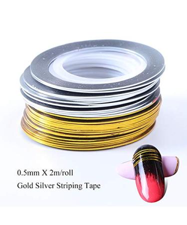 AnHua 2Pcs Gold & Silver Nail Striping Tape for Nail Art Decoration - Thin Line Sticker Rolls - Buy Online on GoSupps.com