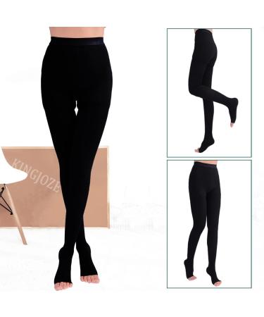 Medical Compression Tights for Varicose Veins & Edema - 20-30 mmHg Gradient Pressure Opaque Black Open Toe XX Large | International Shipping - Buy Online on GoSupps.com