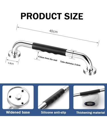 kzxbty Grab Bars for Shower 2 Pack 16 Inch Anti-Slip Shower Handle with Rubber Grip Handicap Grab Bars for Elderly for Wall Easy to Use - Buy Online on GoSupps.com