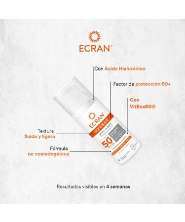  Ecran Sunscreen - Anti-dark spot facial sunscreen SPF 50+ with niacin protects against burns corrects imperfections evens skin tone formula with VitEox 80 - Pack of 2 x 50 ml - Buy Online on GoSupps.com