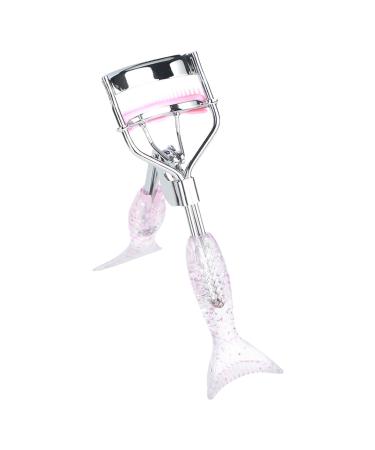 Eyelash Curlers for Girls Small Eyelash Curler in Fish Tail Shape | Ergonomic Eyelash Tools Beautiful Portable Makeup Supplies for Eye-Opening Lifted Lashes A4 Chrome Plated With Pink Comb Pink Mermaid Hand