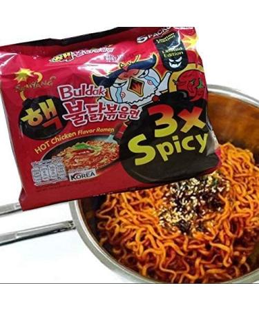 Samyang 3X TRIPLE Ultra Spicy Buldak Hot Chicken Flavour Ramen Noodles (20 Packs) - Limited Edition Fire Challenge - Buy Online on GoSupps.com