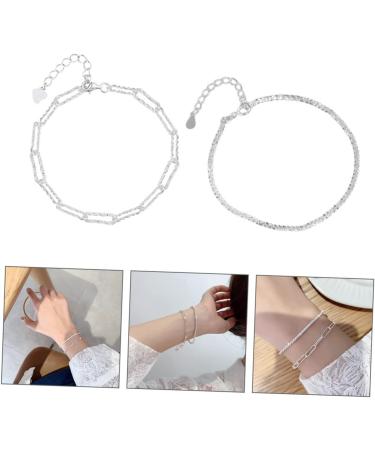TENDYCOCO Crystal Bracelet 2pcs Silver Bracelet Statement Braided Bracelets Durable Hand Jewelry Woven Bracelets Jewelry Bracelets for Women Bracelet for Women Shiny Bracelet Miss Wristband - Buy Online on GoSupps.com