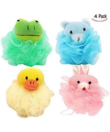 LHKJ 4 Pieces Shower Sponge Exfoliating Sponge Shower Sponge with Soft Toy and Net Bath Sponge for Children Adults Bath Ball Animal Washing Sponge (Colourful) - Buy Online on GoSupps.com