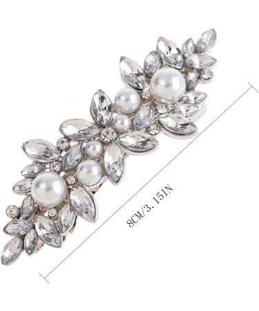 Prosy Crystal Hair Clips Vintage Pearl Hairpiece Clips Rhinestone Hair Barrette Crystal Decorative Hair Accessories for Women and Girls (Silver) - Buy Online on GoSupps.com
