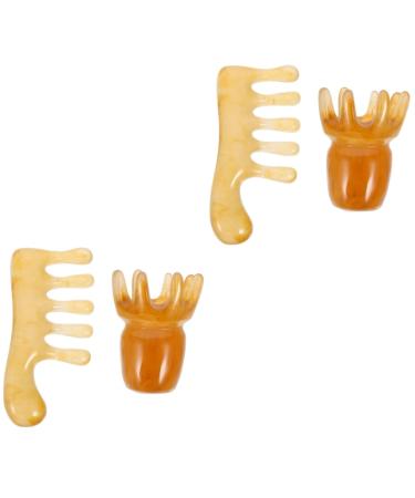 Minkissy massage comb for scalp head massage device head massage comb gua-sha board scalp acupunctive jade gua-sha massage brush scraper wide comb manual beeswax 4 pieces