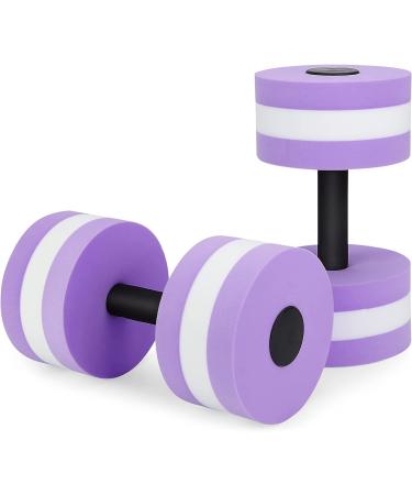 Aquatic Dumbbells, 2PCS Water Aerobic Exercise Water Weights Foam Dumbbell Pool Resistance, Detachable Water Aqua Fitness Hand Bar Exercises Equipment for Weight Loss,Blue Purple