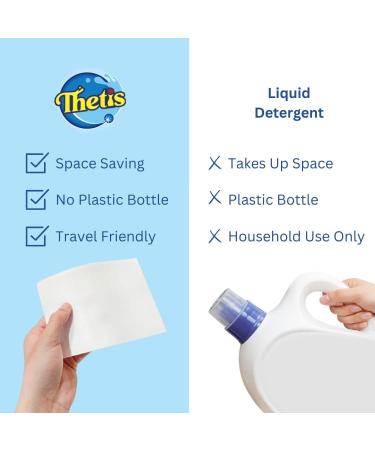Thetis Laundry Detergent Sheets - Eco-Friendly Biodegradable 50 Sheets (100 Loads) | Fast Dissolving No Plastic | Perfect for Home Travel & College - Fresh Floral Scent - Buy Online on GoSupps.com