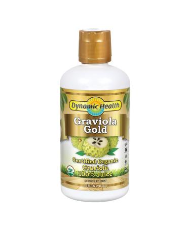 Dynamic Health Graviola Gold | Organic Graviola 100% Juice | Vegetarian, No Gluten or BPA, Dietary Supplement | 32oz