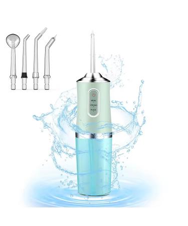 Water Dental Flosser 22 Professional IPX7 Waterproof USB Rechargeable Cordless Water Flosser Dental Oral Irrigator with 4 Jet Tips (Green)