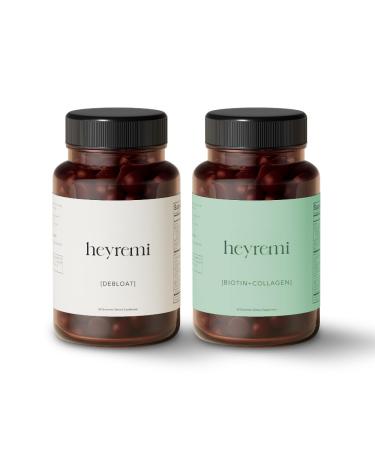 heyremi Beauty & Gut Health Bundle: Debloat + Biotin Collagen Gummies | Natural Digestive Support & Beauty Enhancement with Apple Cider Vinegar Dandelion Root & Collagen Peptides